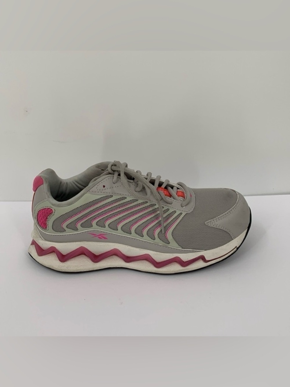 Reebok Zig Elusion Heritage work sneakers gray pink safety composite toe women 8